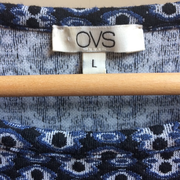 OVS Skater Dress Black, Blue Geometric Print SZ L - Picture 3 of 7